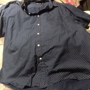 Roundtree & Yorke Men's Blue Short Sleeve XXL Button Up Shirt 100% Cotton
